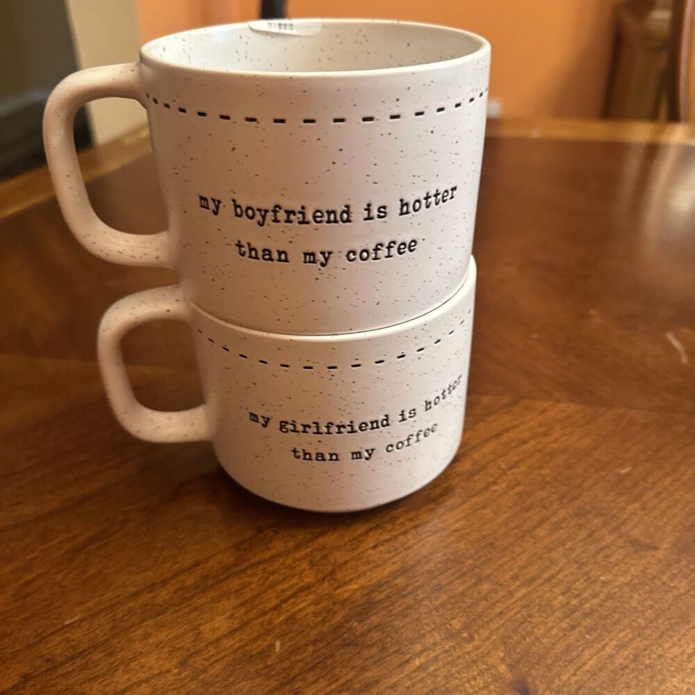 2 Mugs My boyfriend is hotter than my coffee my girlfriend hotter than my Coffee